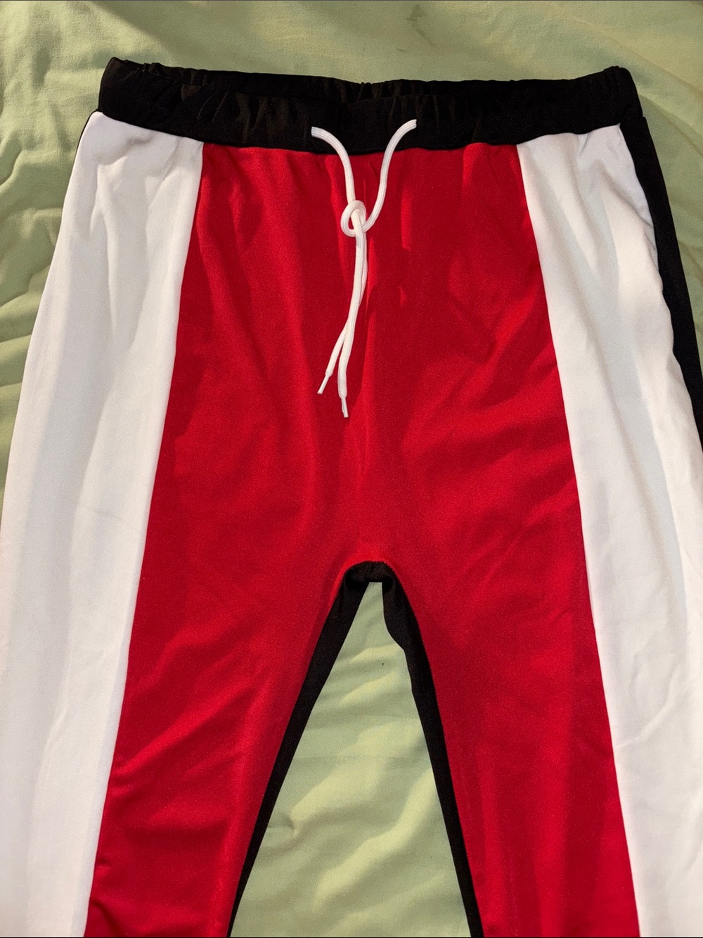 Red Colorblock Track Joggers with White Side Panels